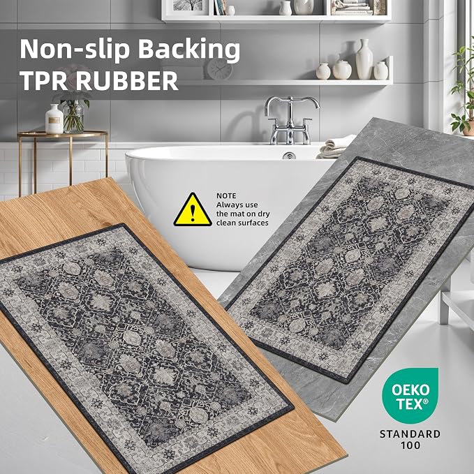 Washable 4-Piece Kitchen Floor Mats: Farmhouse Non-Slip Kitchen Sink Rug Easy - Image 5
