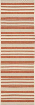 SAFAVIEH Courtyard Collection 2'3" x 16' Terracotta/Beige CY6062 Stripe Indoor/ by Unknown