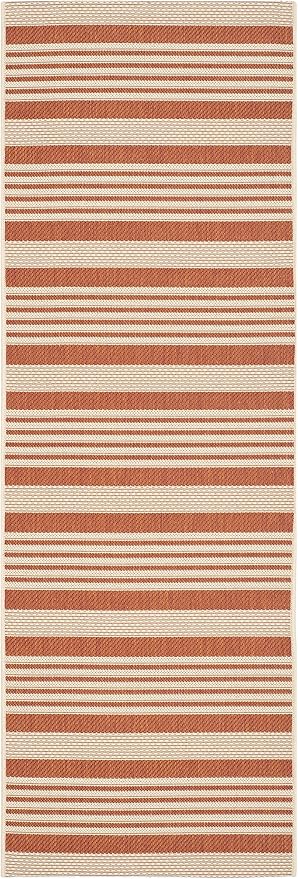 SAFAVIEH Courtyard Collection 2'3" x 16' Terracotta/Beige CY6062 Stripe Indoor/ by Unknown