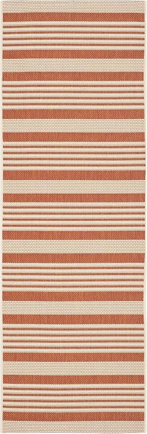SAFAVIEH Courtyard Collection 2'3" x 22' Terracotta/Beige CY6062 Stripe Indoor/ by Unknown