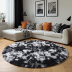 Amdrebio Black White Grey Circle Rug 6Ft Round Area Rugs - Image 6