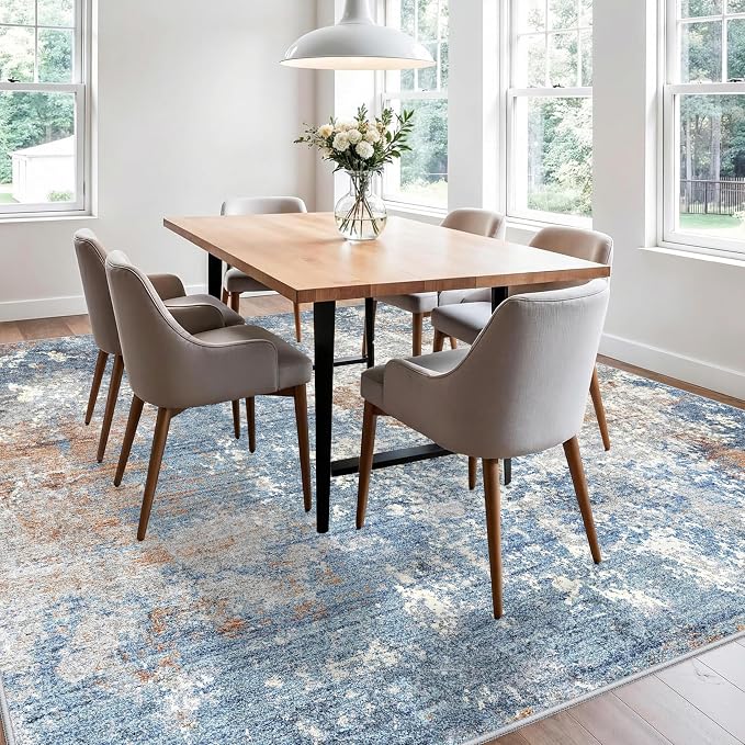 10x10 ft Square Living Room Rug – Washable Modern Abstract Area Rug - Image 5