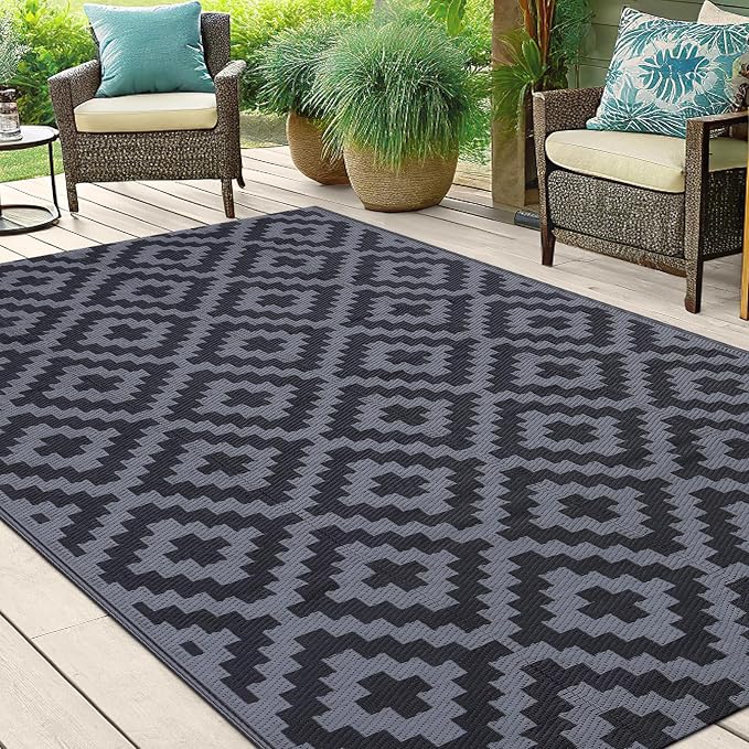 Smiry Waterproof Outdoor Rug 5x8ft, Reversible Plastic Straw Patio Camping Rugs - Image 6