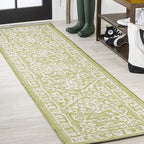 JONATHAN Y Boho Medallion Indoor Outdoor Runner Rug 2X8 Green/Cream, Malta by JONATHANY