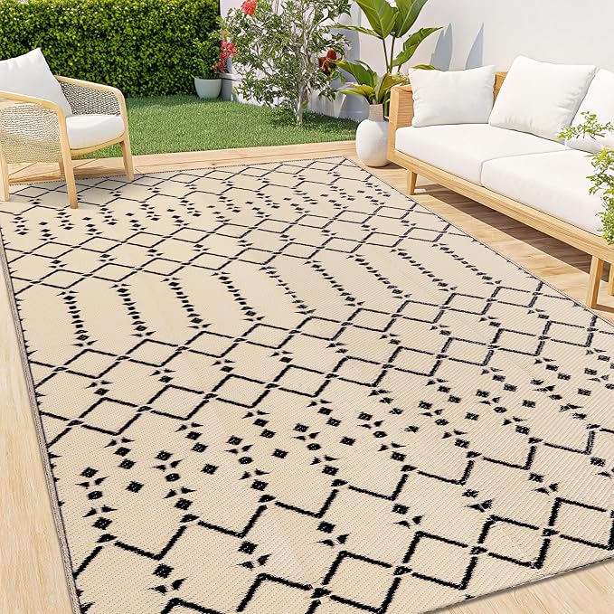 Smiry Outdoor Rug 5x8 ft, Waterproof Reversible Plastic Straw Rugs, Boho by Smiry