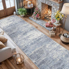 Washable Abstract 14ft Runner Rug: Non-Slip Low-Pile Rug Runner Soft Beside - Image 4