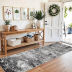 2x8 Washable Hallway Runner Rug – Non-Slip Modern Abstract Neutral Low-Pile - Image 3