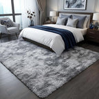 ONASAR 6x9 Area Rugs for Living Room, Large Tie-Dyed Light Grey Fluffy Shag Rug - Image 5