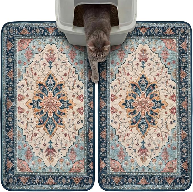 Hompet Cat Litter Mat 2 Pack, 18x28 Machine Washable Trapping Mats by Hompet
