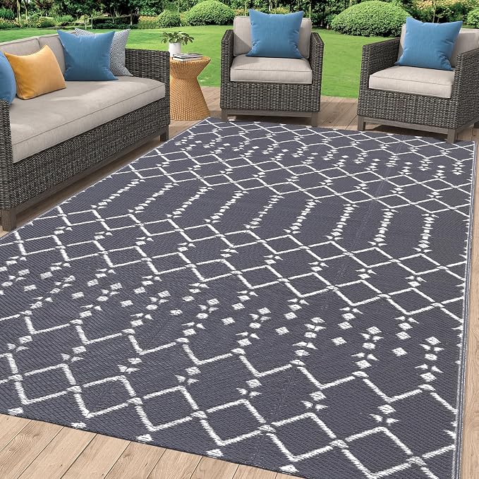 Smiry Outdoor Rug 6x9 ft, Waterproof Reversible Plastic Straw Rugs, Boho by Smiry