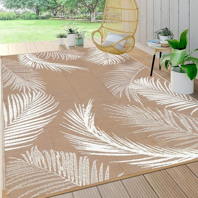 Pauwer Waterproof Outdoor Rug 6x9, Reversible Plastic Straw Patio Camping Rug by Pauwer