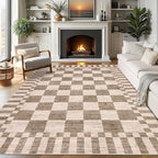GarveeHome Brown Checkered Rug 4×6 Area Rugs - Image 2