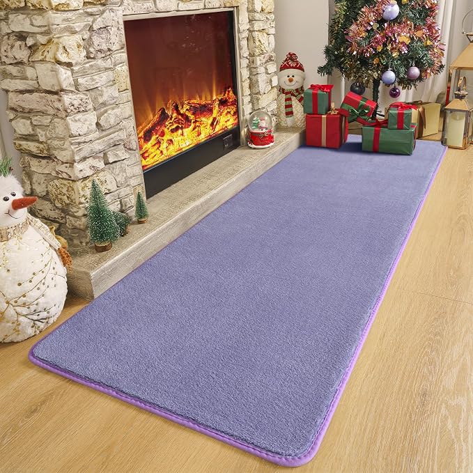 Amearea Modern Soft Hallway Runner Rug, 2x6 Purple Fluffy Bedroom Bedside Rugs - Image 4