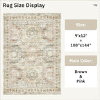 Soalmost 9x12 Area Rugs for Living Room, Non Slip Machine Washable Vintage Rugs - Image 3