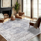 CHAMPLANT Washable Area Rug 9'x12' Retro Boho Design Non-Shedding Easy Care by CHAMPLANT