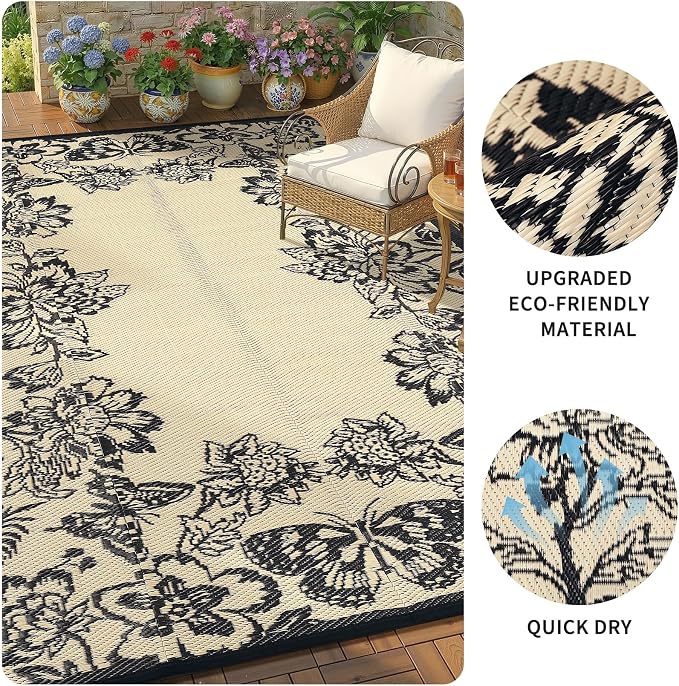 Garvee Outdoor Rugs 9’x12’ Waterproof Reversible Mats, Large Area Plastic Straw - Image 6