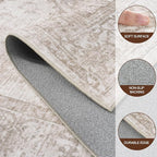 6x9 Area Rugs for Living Room:Beige Washable Vintage Medallion Carpet Non-Slip - Image 8