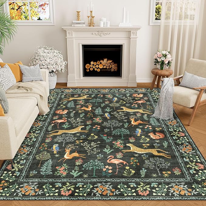 DUKINO 8x10 Rug, Washable Animal Living Room Rug by DUKINO