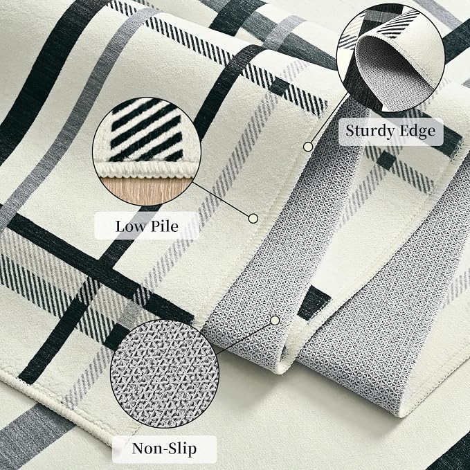 Terrug Plaid Runner Rugs for Kitchen, Soft Low Pile Stain Resistance Carpet for - Image 6