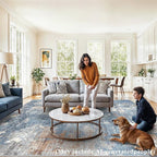 Washable Area Rug 9x12 Living Room – Neutral Modern Abstract Large Carpet - Image 3