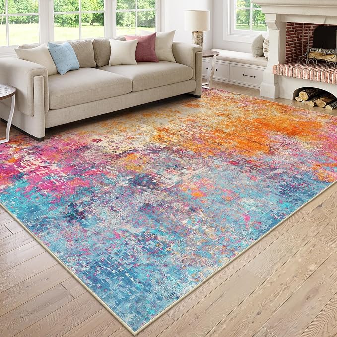 Lahome Modern Abstract Area Rugs 9x12 Living Room Rug Non Slip, Washable by Lahome