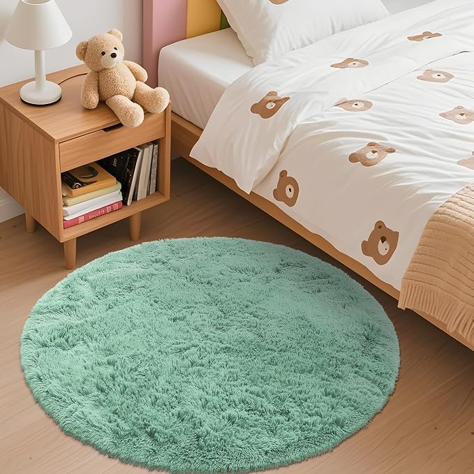 OLANLY Mint Green Round Rugs for Bedroom - Image 3