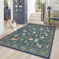 Soalmost Cat 4x6 Area Rugs, Machine Washable Animal Floral Accent Rug Non-Slip by Soalmost