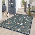 Soalmost Cat 4x6 Area Rugs, Machine Washable Animal Floral Accent Rug Non-Slip by Soalmost
