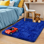 Small Throw Blue Rug for Bedroom, 2x3 Feet Fluffy Shag Area Rugs for Living by Unknown