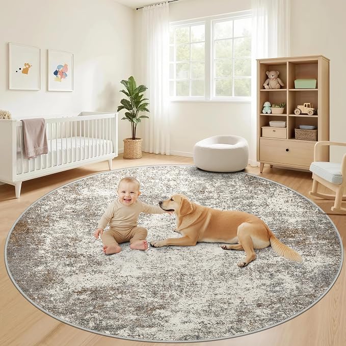 6ft Washable Round Rug - Image 3