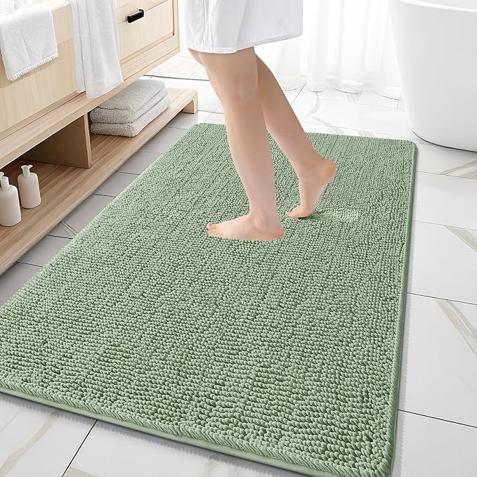 OLANLY Large Bathroom Rugs 59x35, Extra Soft Absorbent Chenille Bath Rugs by OLANLY