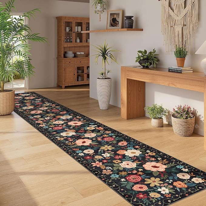 DUKINO 2x12 Washable Runner Rug, Ultra Soft Floral Runner Rug - Image 5