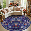 Round Area Rug for Living Room: 8 ft Floral Washable Circle Rug Soft Boho by PLHXFRSoftAreaRugs