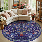 Round Area Rug for Living Room: 8 ft Floral Washable Circle Rug Soft Boho by PLHXFRSoftAreaRugs
