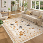 DUKINO 5x7 Rug for Living Room, Lightweight Animal Dog Print Washable Area Rug - Image 6