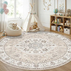 Washable 6ft Circle Round Rug: 6x6 Low-Pile Circular Rug by HYHAOYUNLAI