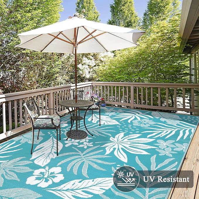 Pauwer Waterproof Outdoor Rug 8x10, Reversible Plastic Straw Patio Camping Rug - Image 4