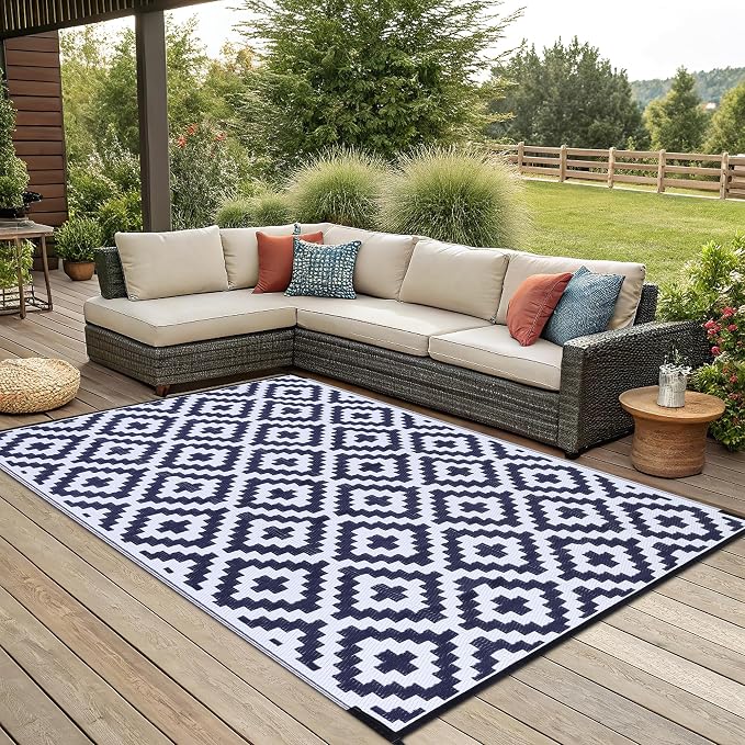 Smiry Waterproof Outdoor Rug 6x9 ft, Reversible Plastic Straw Patio Camping Rugs - Image 7