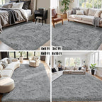 8x10 Area Rug for Living Room:Ultra Soft Fluffy Shag Light Grey Rugs, Large - Image 5
