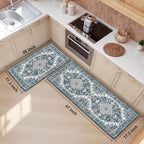 Boho Kitchen Mats for Floor 2 Piece Set Anti Fatigue Cushioned PVC Kitchen Rugs - Image 2