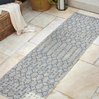JONATHAN Y Moroccan Geometric Indoor Outdoor Runner Rug 2X8 Light Gray/Navy - Image 3