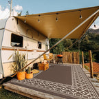 GENIMO Outdoor Rug Waterproof for Patio, Outside Area Mat for Rv, Coffee & Beige - Image 2