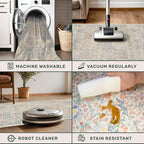 Hazo Haus Non Slip Beige Blue Hallway Runner Rug - Image 4