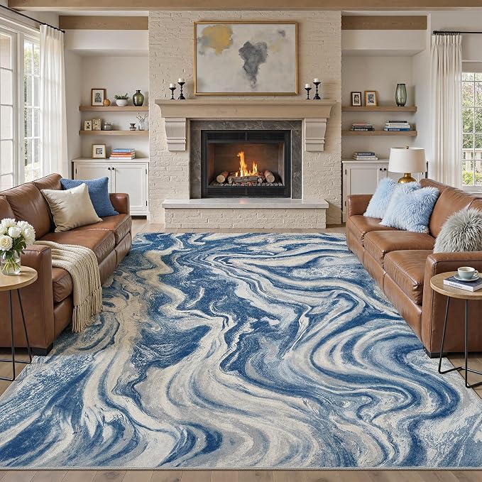 DMOYEST 9x12 Area Rug for Living Room:Washable Modern Neutral Abstract Rug - Image 7