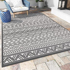 Outdoor Rug Carpet 6x9 ft, Flatweave Textured Outdoor Patio Rug Non Slip Indoor by MontVoo
