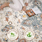 8x10 Area Rugs Living Room: Washable Boho Large Neutral Vintage Soft Rug Stain - Image 8