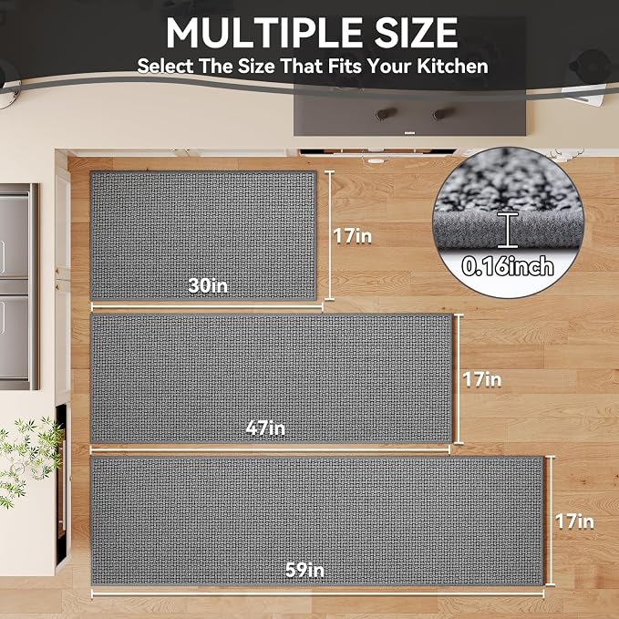 Kitchen Runner Rugs and Mat Non Slip Washable, Super Absorbent Long Kitchen Mats - Image 2