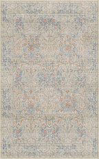 Washable Beige Blue 5x8 Area Rug - Image 2