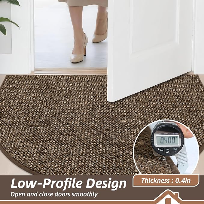 BEQHAUSE Dirt Trapper Door Mat 17" x 30" Half Circle Non-Slip Washable Doormats - Image 5