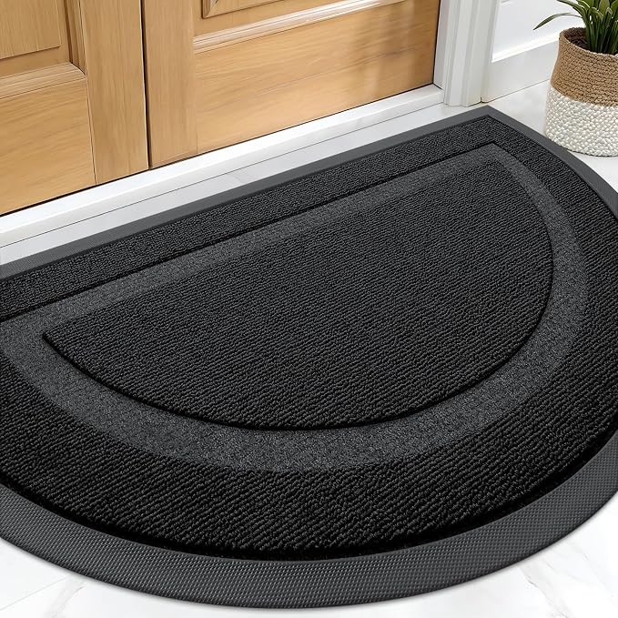 OLANLY Half Circle Door Mat Indoor Outdoor Entrance Welcome, Waterproof by OLANLY